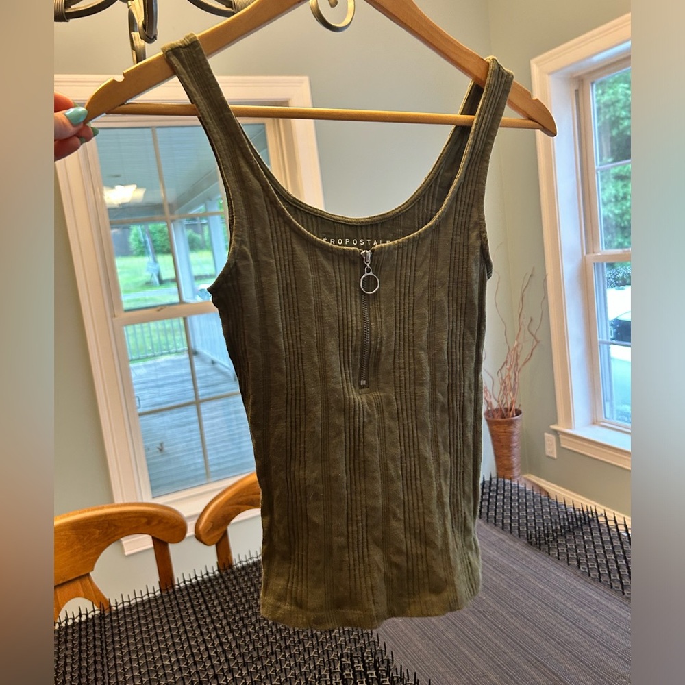 Green Tank Top with Zipper